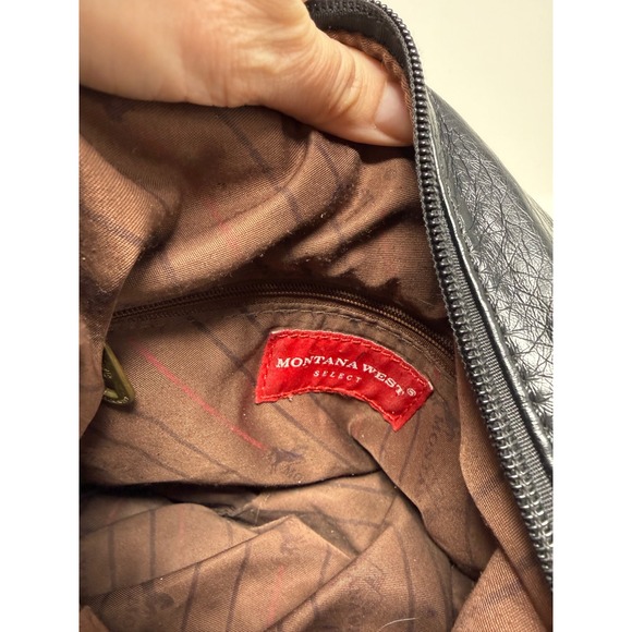 Montana West Select Black Vegan Leather Crossbody Messenger Bag Brass Hardware - Picture 6 of 8